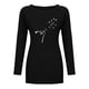 thumbnail image 4 of Camiseta de manga larga informal suelta con cuello redondo y estampado de color liso para mujer Fridja  hj1724, 4 of 5