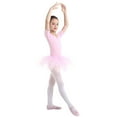 thumbnail image 3 of inhzoy Toddler Girls Tutu Dress Ballet Dance Leotard Short Sleeves Tulle Dress Bodysuit Pink 2-3, 3 of 9
