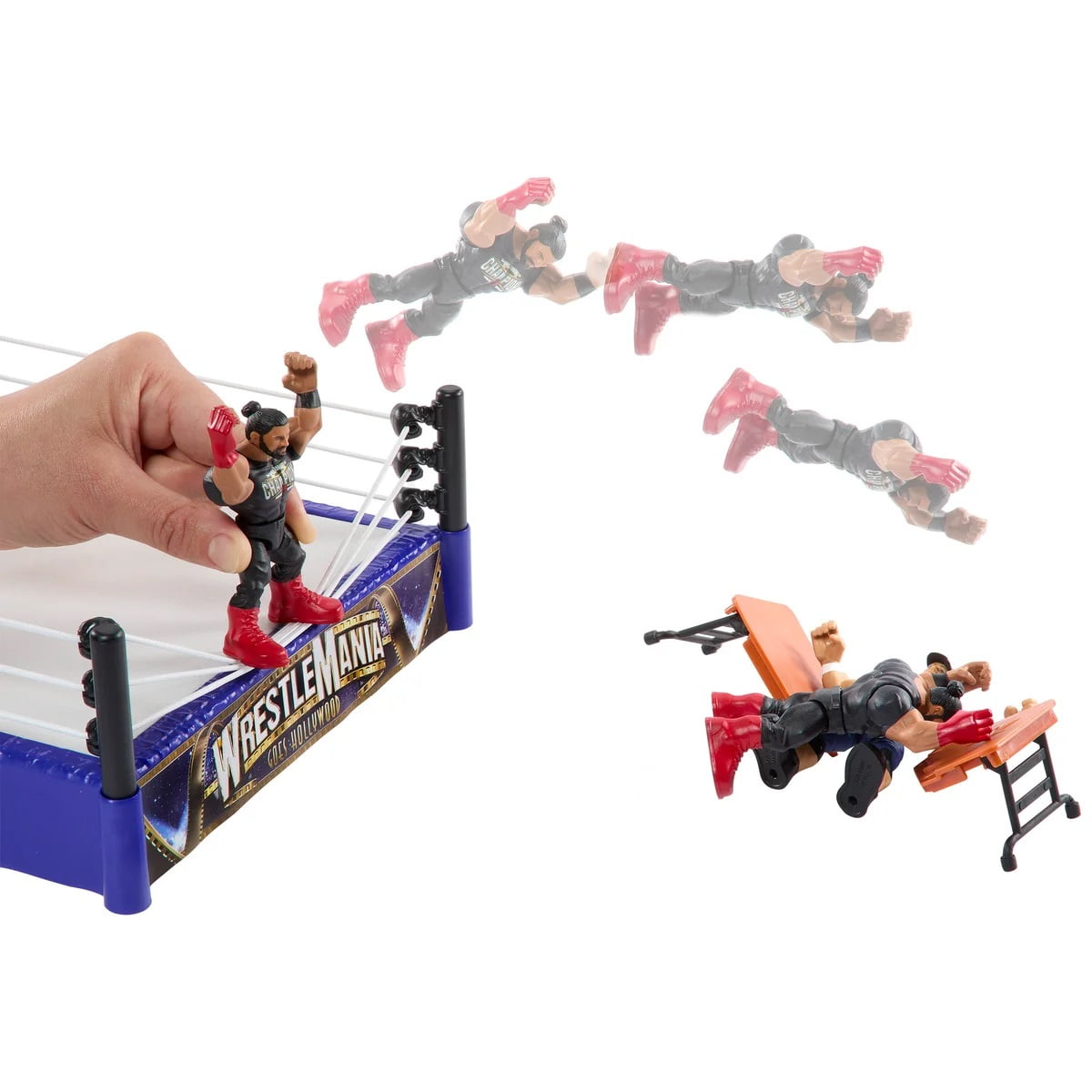 WWE Knuckle Crunchers Mini Mayhem Ring Bundle, 4 Action Figures