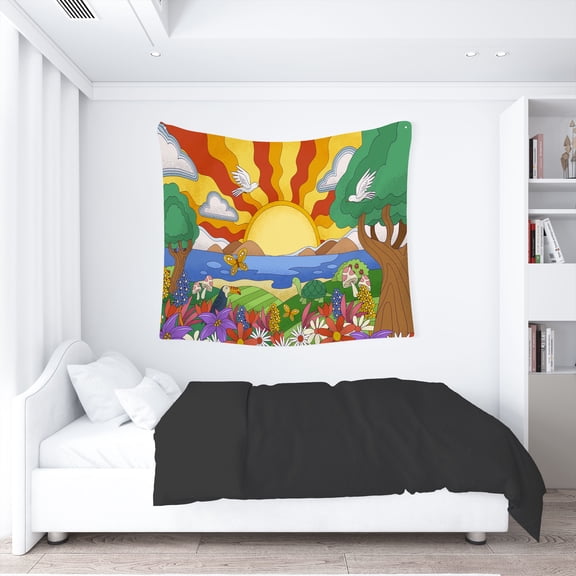 Wall Tapestry- Trippy Land-Abstract Psychedelic Tapestry - Trippy Tapestry Wall Hanging Fantasy Worlds Sci Fi Art Wall Decor 40x60 inches