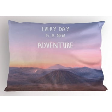 Ambesonne Adventure Pillow Sham, Indonesia Scenic Land, 26" X 20", Pale Pink Tan Pale Blue