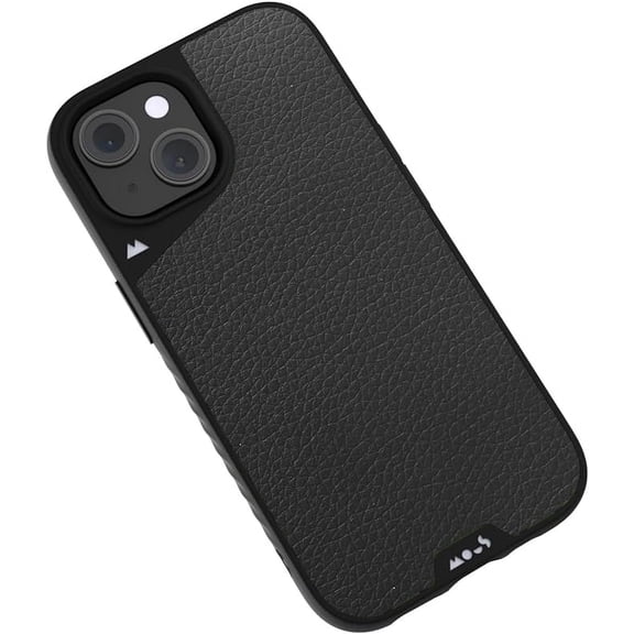 Mous for iPhone 15 Plus Case MagSafe Compatible - Limitless 5.0 - Black Leather - Protective iPhone 15 Plus Case - Shockproof Phone Cover