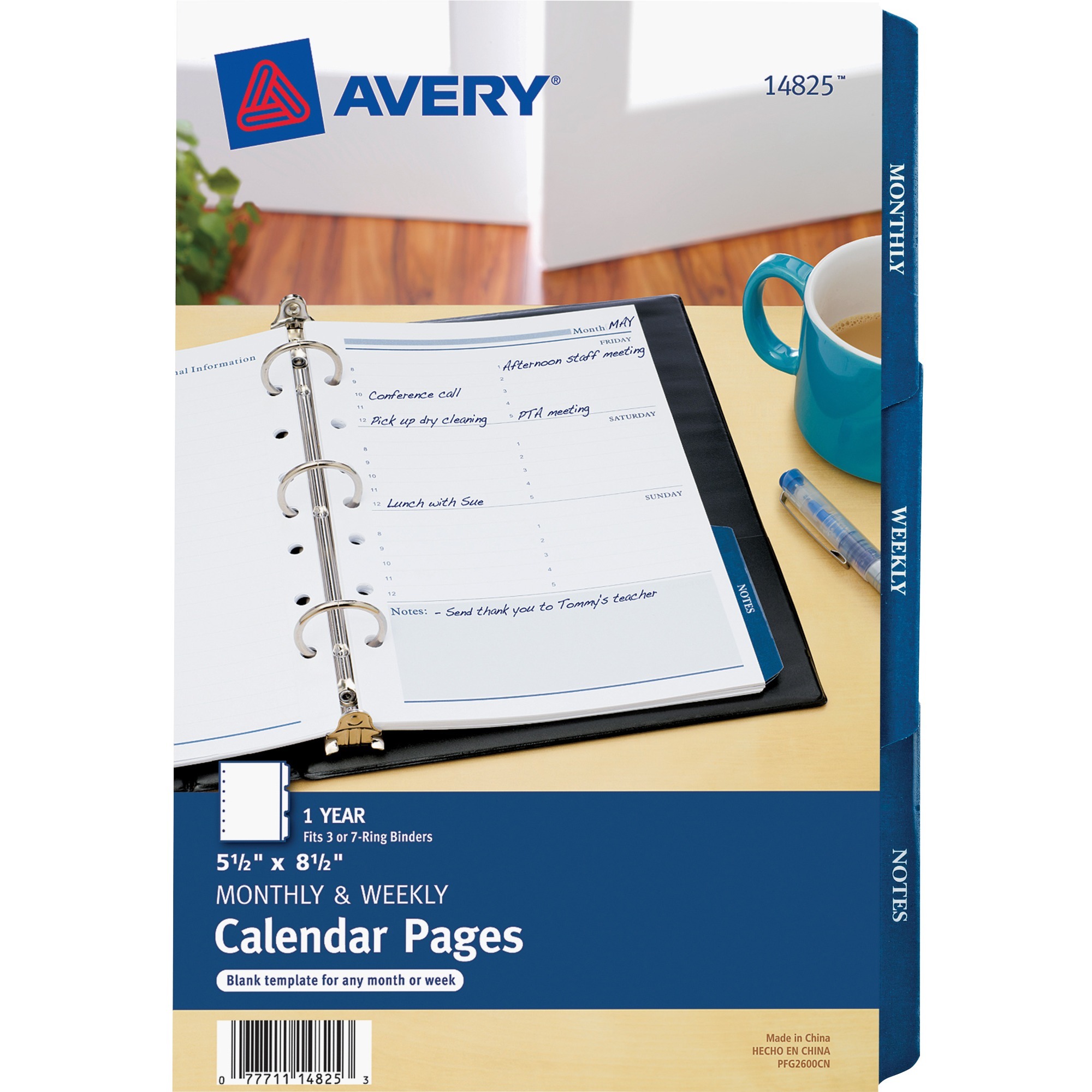 Avery 5 5 X 8 5 Mini Calendar Pages Fits 3 Ring 7 Ring Binders 