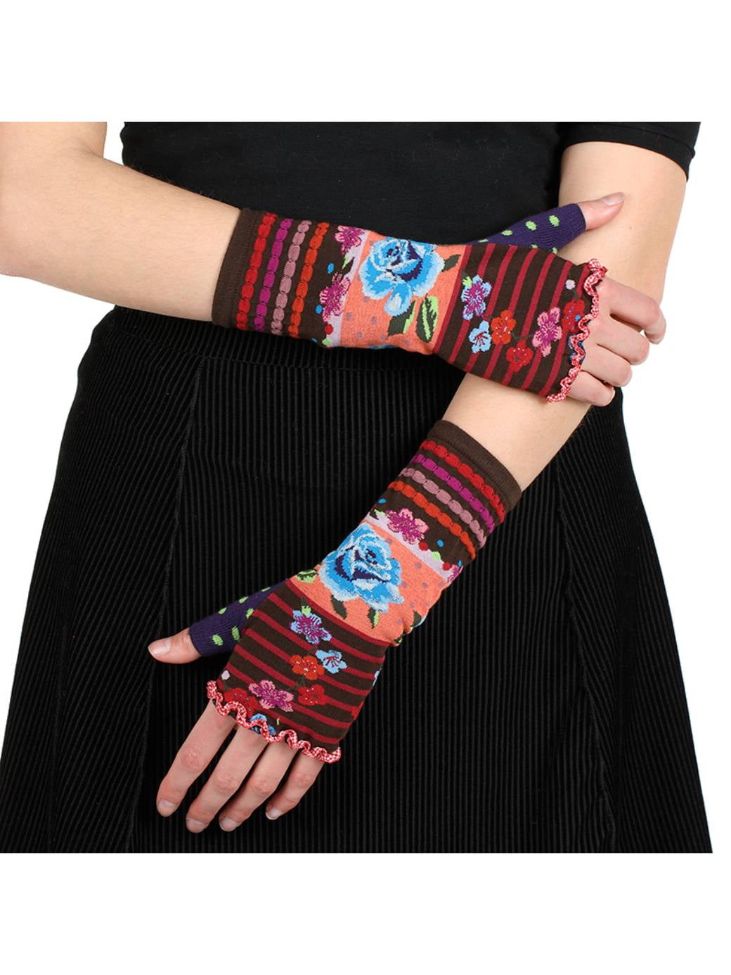 Dub & Drino France Ladies Fingerless Long Gloves Arm Warmers, Made in