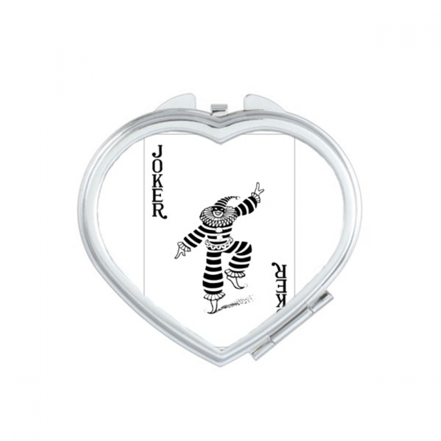 Black Joker Playing Cards Pattern Heart Mirror Travel Magnification Portable Handheld Pocket Makeup