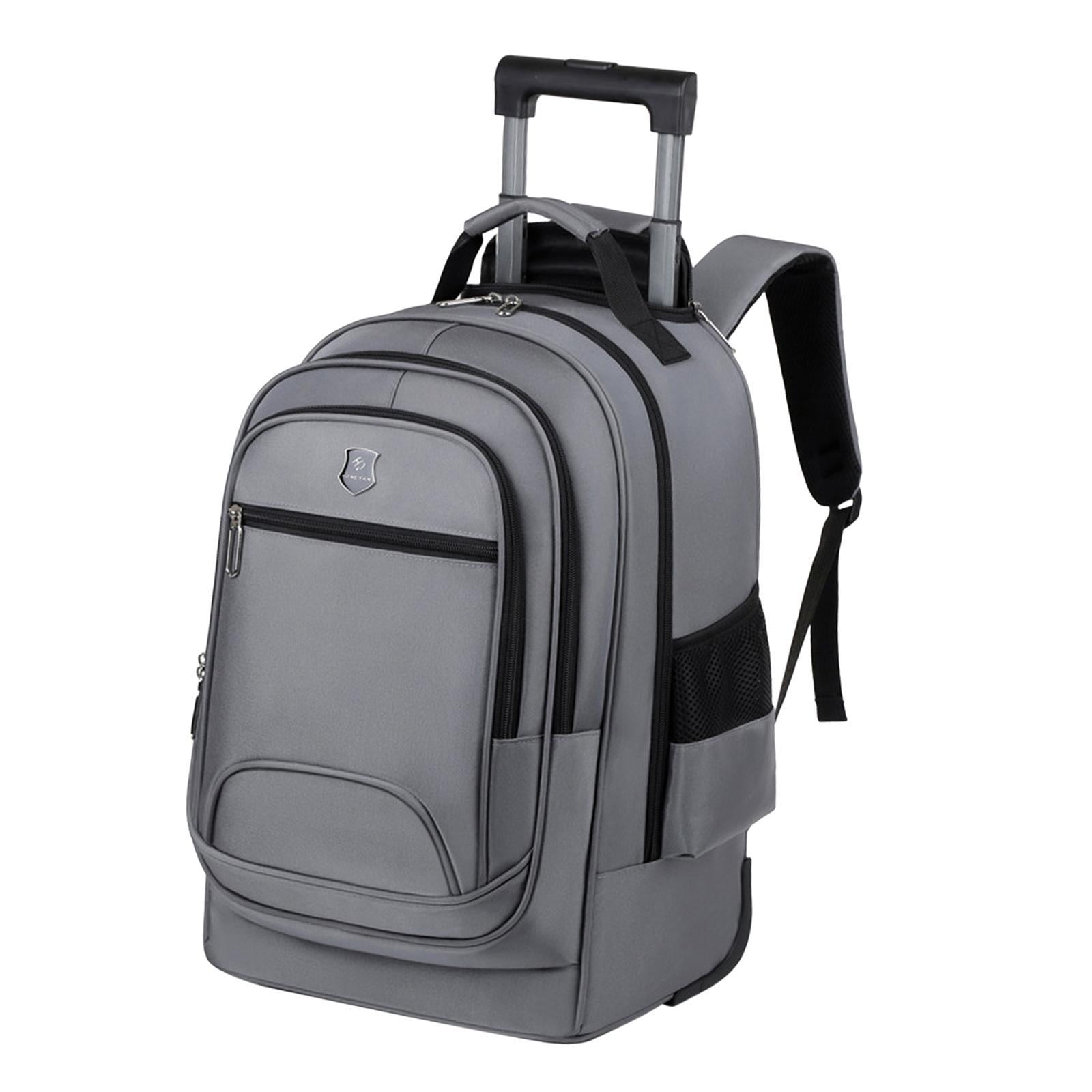 Esquirla Rolling Backpack Large Capacity Suitcase Bag for Camping Overnight Men Women Gray Walmart