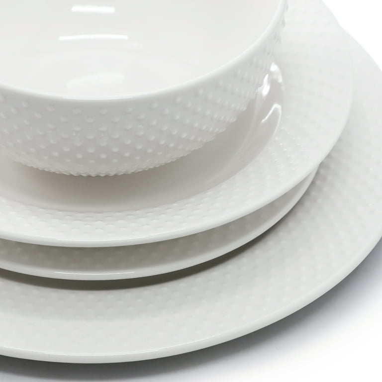 Elama Kim 16 Piece Hobnail Double Bowl Porcelain Dinnerware Set in