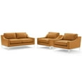thumbnail image 2 of Modway Harness 3 Piece Stainless Steel Base Leather Set in Tan, 2 of 6