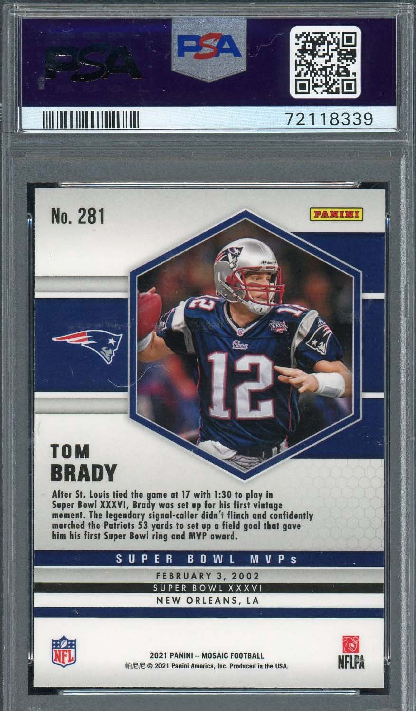 Tom Brady 2021 Panini Mosaic Football Card #281 Graded PSA 10