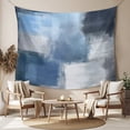 thumbnail image 2 of Navy Blue Ombre Large Tapestry for Bedroom Wall Hanging Tapestry, Modern Oil Painting Geometric Ceiling Backdrop Tapestries Poster Blanket Wall Decor for Teens Room Living Room Dorm 86" x 104", 2 of 8