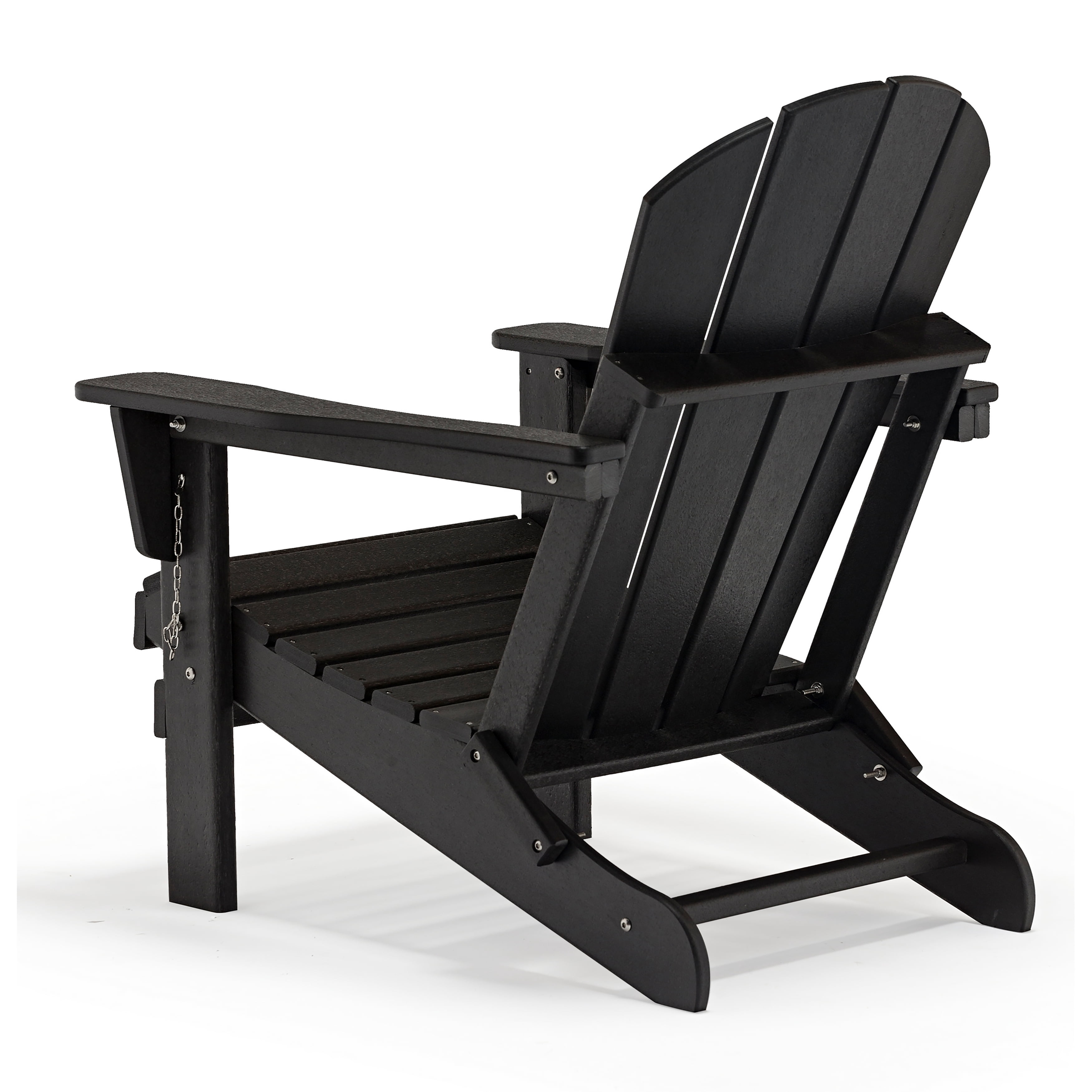 Polytrends  Laguna Fade Resistant All Weather Outdoor Patio Folding Adirondack Chair Black Poly Synthetic Fiber,Plastic