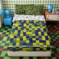 thumbnail image 2 of Erosebridal Vibrant Lime Navy Checkerboard Zipper Queen Comforter Set with Fitted Sheet and 2 Pillowcases,Minimal Cartoon Secondary Print Zipper Bedding Set,Chartreuse Dark Blue,4 Pieces,Reversible, 2 of 6