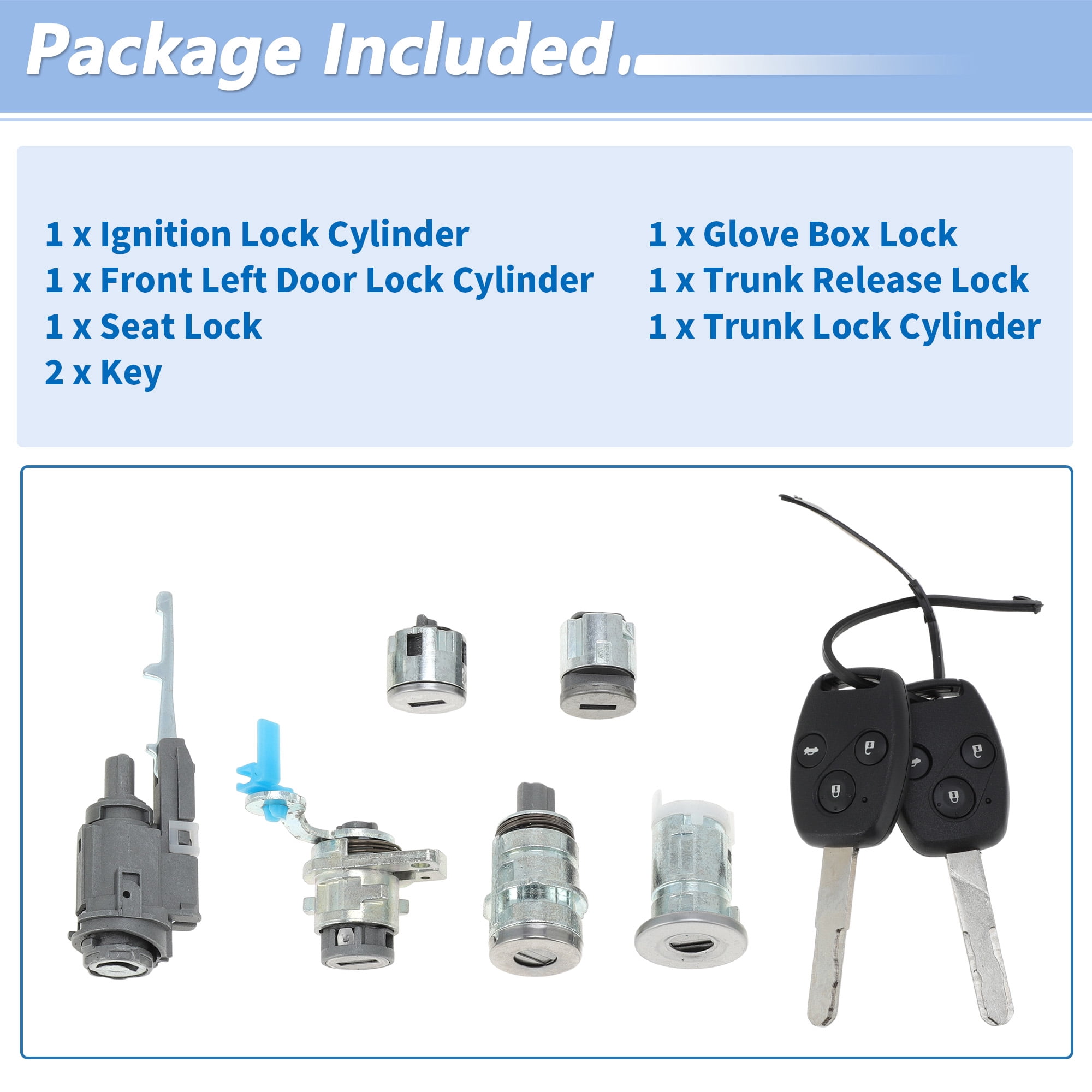Unique Bargains Ignition Lock Cylinder and Door Trunk Lock for Honda Accord 2003-2007
