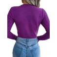 thumbnail image 5 of SAYOO Women's Cutout Knit Tops, Sexy Long Sleeve Cable Knit Round Neck Slim Fit Sweaters, 5 of 6