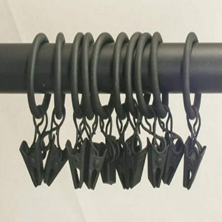 Curtains With Metal Rings Urbanest Set of 10 1-inch Metal Curtain Rings with Clips and Eyelets, Fits Up To 3/4 Inch Rod, Matte Black ()