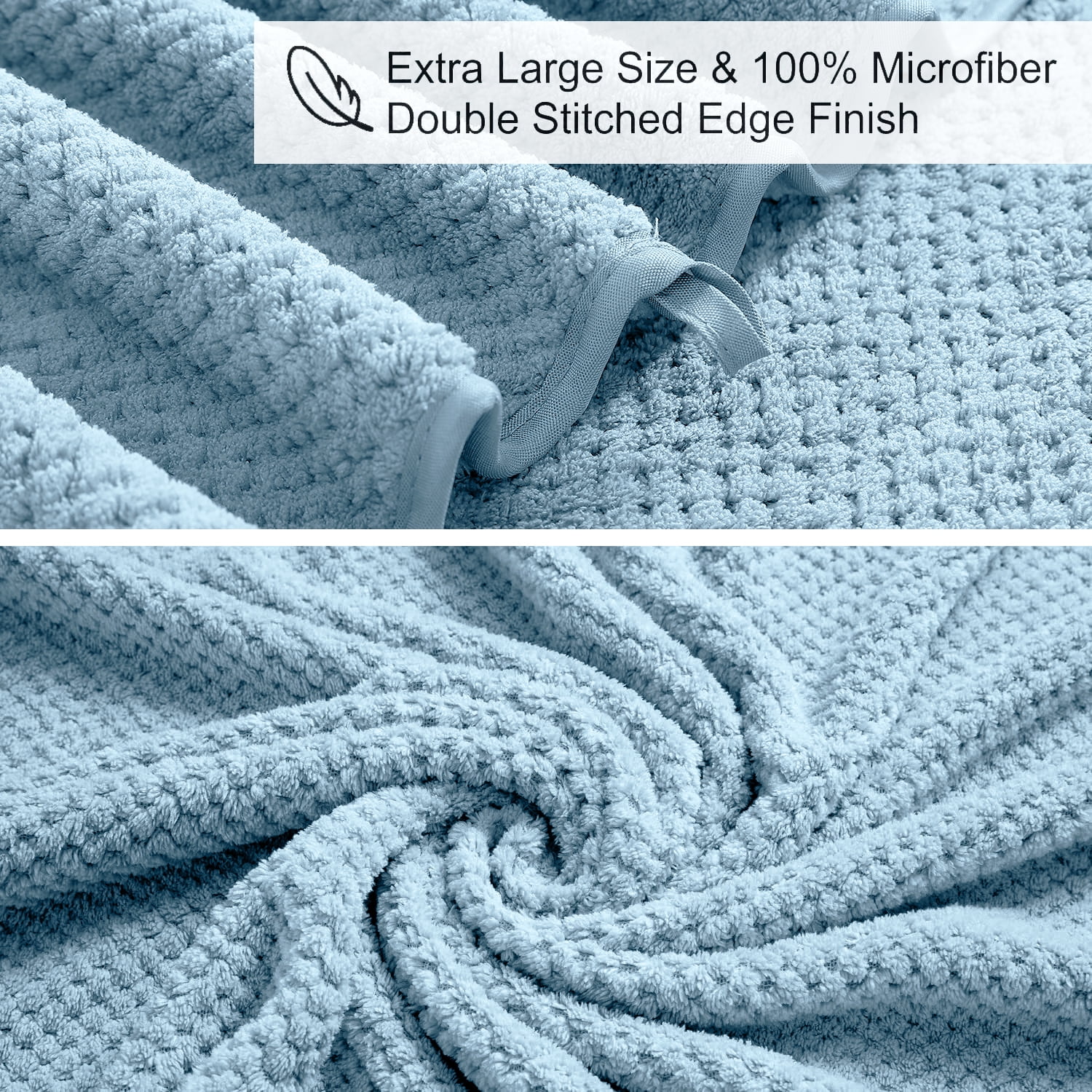Smuge 4 Pack Bath Towels Extra Large 35 x 70 Inches,600 GSM Ultra Soft Large Bath Towel Set Quick Dry Bathroom Towelsfor Bathroom Kitchen Spa Hotel Gym（Blue）