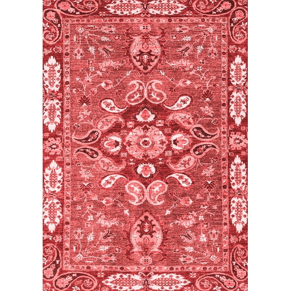 Ahgly Company Indoor Rectangle Geometric Red Traditional Area Rugs, 2' x 5'