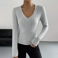 thumbnail image 2 of UAMVSH Sweaters for Women V Neck Ribbed Knit Long Sleeve Tunic Sweaters Casual Basic Fall Top, 2 of 7