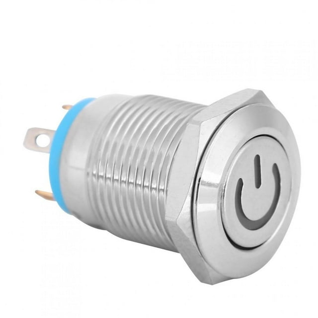 Interrupteur à Réinitialisation Automatique, Bouton Plat 3A, Lumière LED Bleue pour Réinitialisation Automatique 3V, 5V, 12V, 24V Contact Argenté 1No