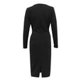 thumbnail image 4 of Robe Maxi Moulante Plissée à Manches Longues Col en V Profond pour Femmes avec Design Uni, 4 of 6