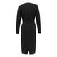 thumbnail image 4 of Vestido largo plisado de color liso con cuello en V profundo para mujer: manga larga, poliéster, estilo sexy y elegante, para fiestas y vacaciones., 4 of 6