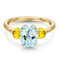 thumbnail image 3 of Gem Stone King 10K Yellow Gold Sky Blue Topaz and Yellow Sapphire Engagement Ring for Women | 2.72 Cttw | Oval 9X7MM | Gemstone November Birthstone | Size 6, 3 of 6
