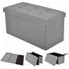 Costway Folding Rect Ottoman Bench Storage Stool Box Footrest Furniture Decor Light Gray