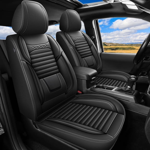 LAONNVIR Seat Covers Full Set Fit for Toyota Tacoma 2024-2026 Truck Double Crew Cab Car Seat Covers Leather Waterproof 5-Seats Truck Seat Protector