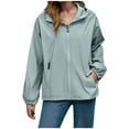 thumbnail image 2 of Zedker Windbreaker Jacket Women Zip Front Hooded Lightweight Waterproof Packable Rainjacket, Plus Size Mint Green XXXL, 2 of 9