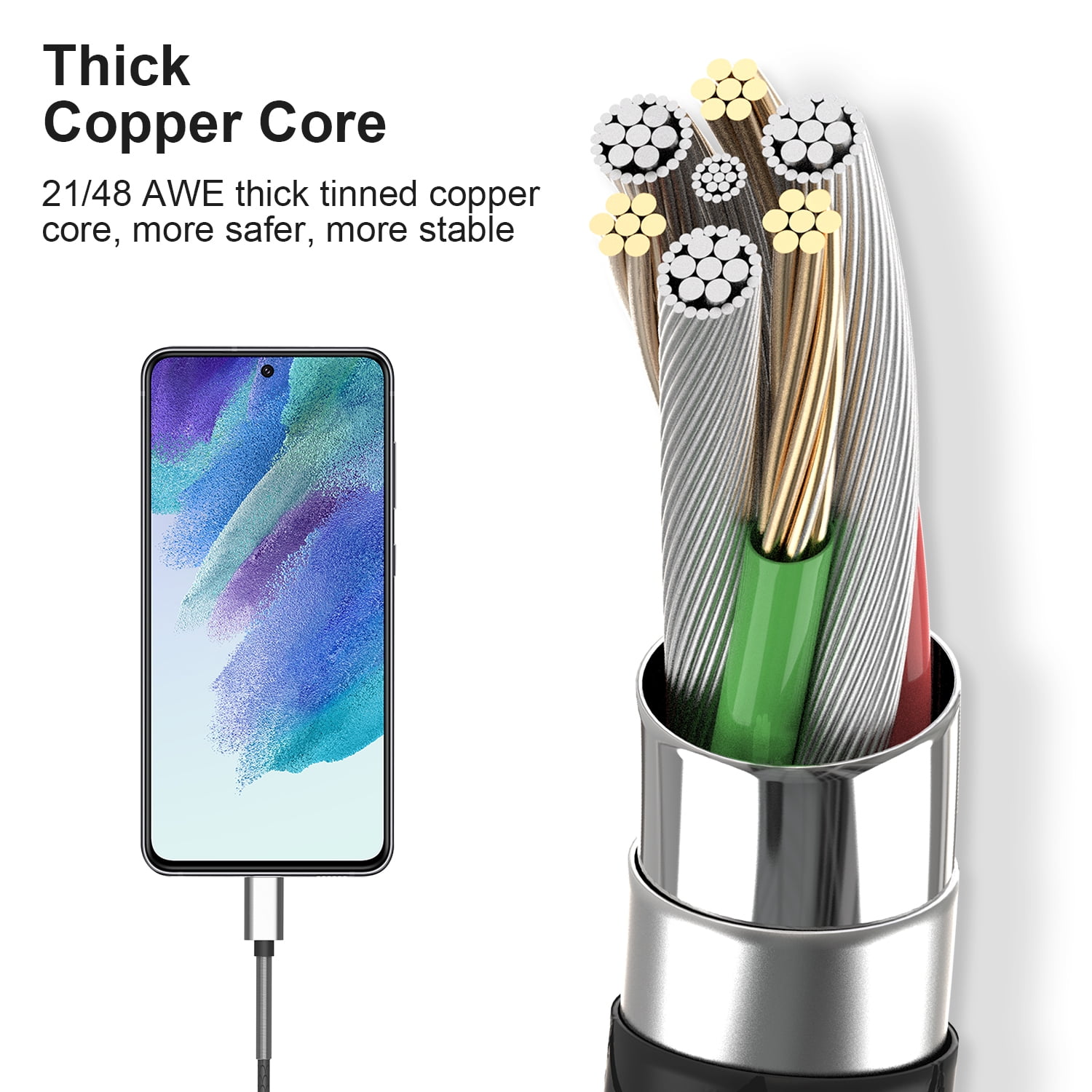 Type C Android Fast Charger Cord 6FT,3Pack Type C Charger Nylon Braided Cable Fast Charging USB A to C Cable with Sprung Compatible for Samsung Galaxy S22/S22 Ultra/S22 Plus/S21/S21Ultra/Note