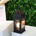 thumbnail image 3 of Farol de vela decorativo de 38 cm de alto, farolillos de metal para velas, estilo vintage, para colgar en interiores y exteriores, eventos, fiestas, bodas (negro), 3 of 4