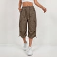 thumbnail image 2 of SwiftWear Women's High Waist Cargo Capri Pants Straight Leg Loose Pants with Pockets Drawstring Elastic Waist, 2 of 8