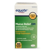 Equate Mucus Relief DM, Guaifenesin, Cough Suppressant 40 Ct Tablets