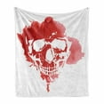 thumbnail image 1 of Horror House Soft Flannel Fleece Throw Blanket, Skull Head in Watercolor Style Brush Stroke Gothic Skeleton Splash Voodoo Paint, Cozy Plush for Indoor and Outdoor Use, 50" x 60", Coral, by Ambesonne, 1 of 6