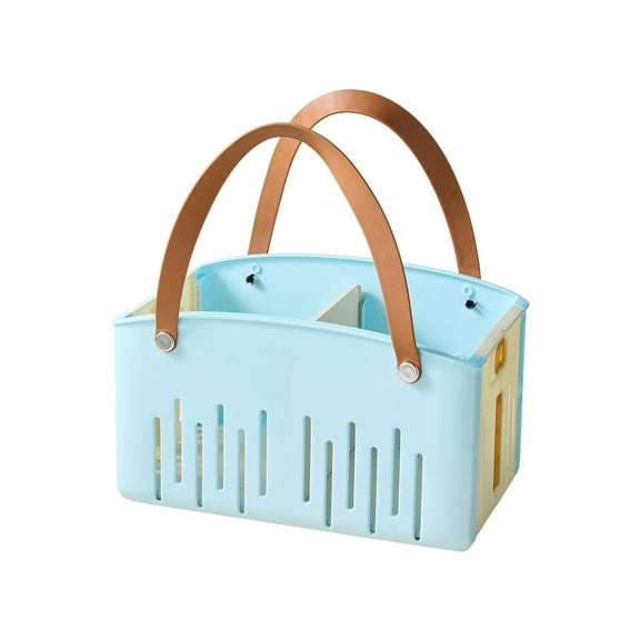 Jioakfa Plastic Shower Caddy Dorm: Portable Bathroom Caddy Organizer With Handle And Holes, Cleaning Basket, Hard Shower Basket Storage Tote For Toiletry, College Dorm Room Essentials Blue