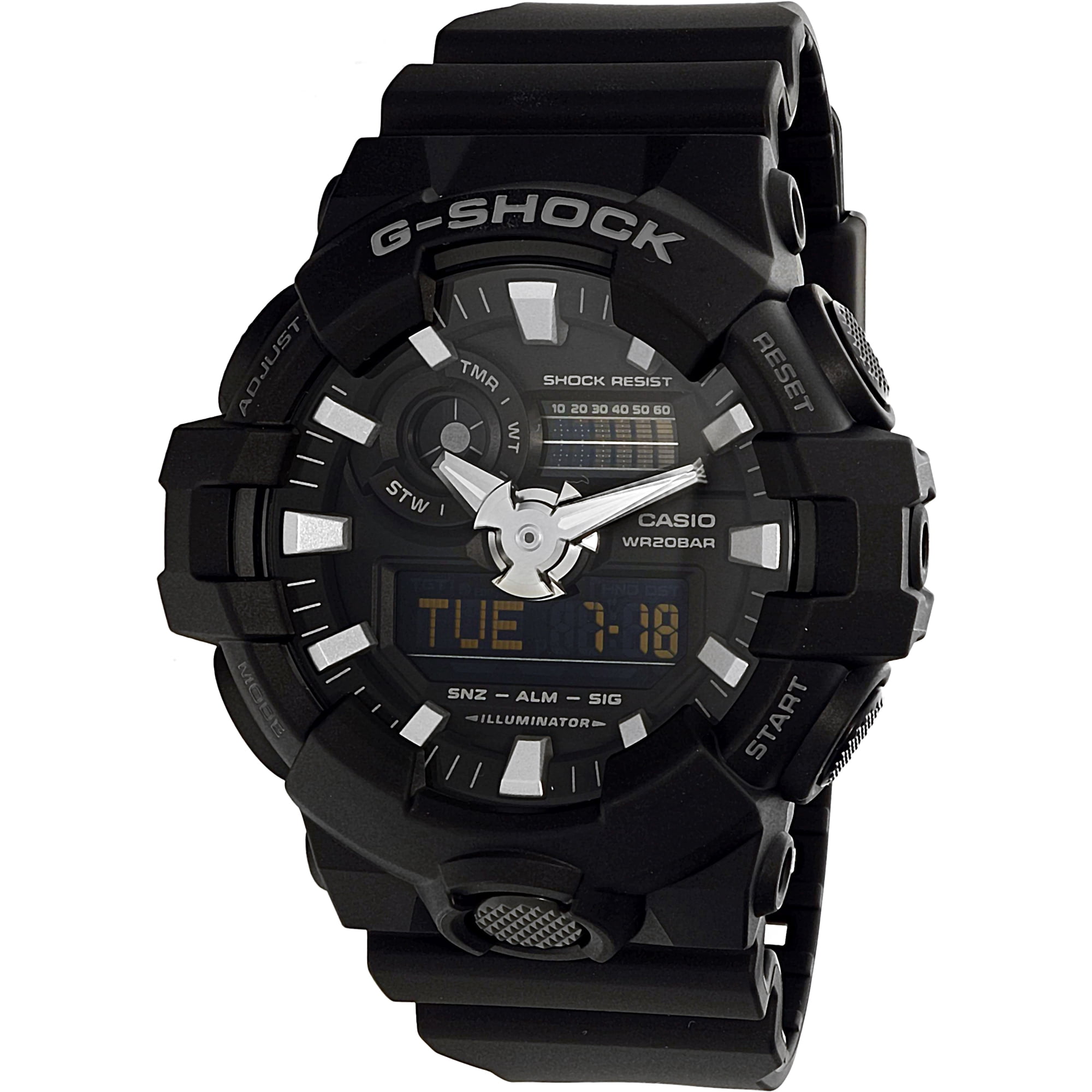 Casio Women s G Shock GA700 1B Black Rubber Quartz Sport Watch Walmart