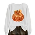 thumbnail image 2 of Yteetum Hoodies Sweatshirts for Women Oversize Halloween Pumpkin Print Crewneck Hoodless Sweatshirt Tops Womens Casual Pumpkin Season Print Round Neck Loose Fits Long Sleeve Sweatshirts Fall, 2 of 6