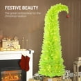 thumbnail image 3 of HOMCOM 7 ft Whimsical Christmas Tree with Red Ball, Prelit Pencil Artificial Xmas Tree with 250 LED Lights, Metal Base, Easy Assembly, Green, 3 of 9
