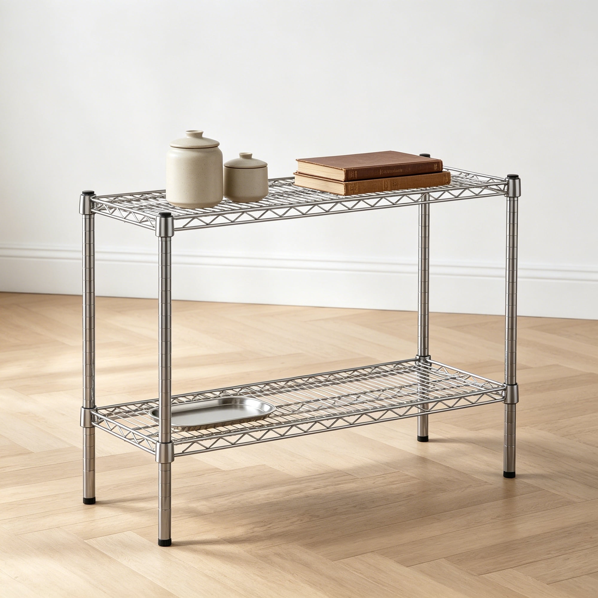 17.7" Deep x 36" Wide x 19.6" Height Wire Shelving Kit, 2-Tier Commercial Storage Rack Unit