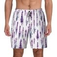 thumbnail image 2 of Picia Lavender Flowers pattern Mens Swim Trunks with Compression Liner Stretch Beach Shorts Quick Dry with Zipper Pockets No-Chafing Board Shorts-, 2 of 9