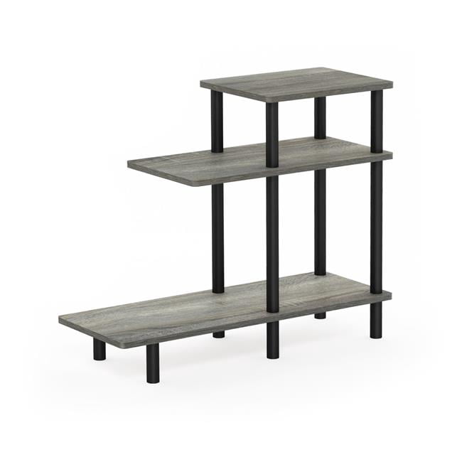 Furinno Table d'Appoint à 3 Niveaux Turn-N-Tube, Chêne Gris Français & Noir