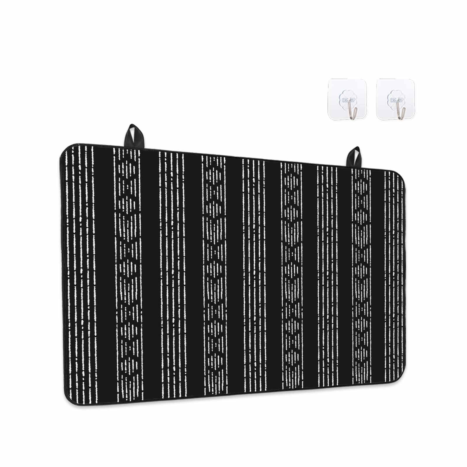 Black Striped Stove Top Cover for Electric Stove, Heat-proof & Non Slip Glass Top Stove Cover Protector, Modern Abstract Art Geometric Stripes Kitchen Flat Cooktop Rubber Mat 24x21 Inches