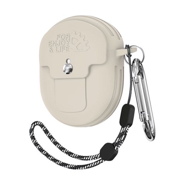 Funda protectora con cordón de mosquetón para Google Pixel Buds Pro 2022 (Beige)