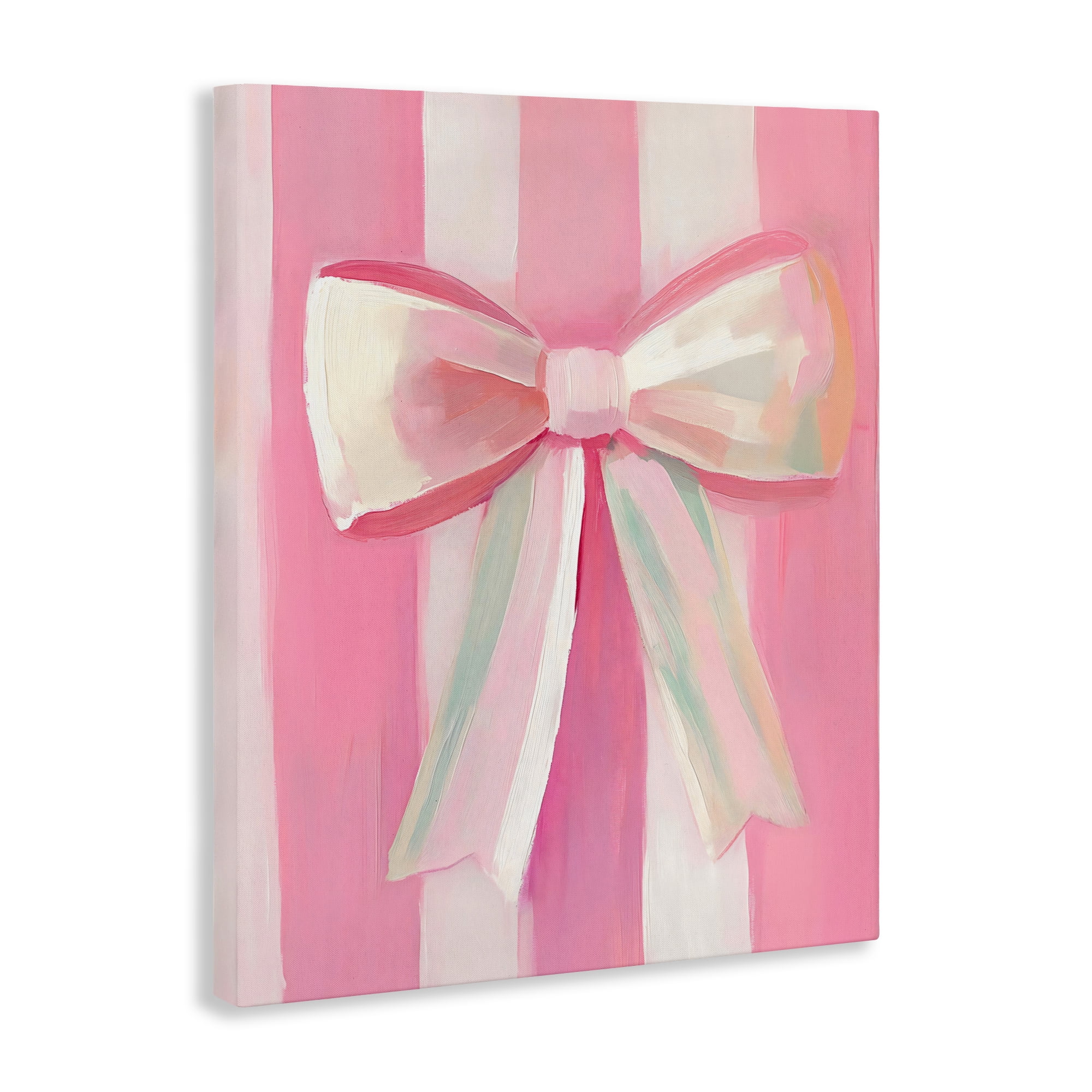 Stupell Industries Preppy Pink Bow on Stripes Canvas Wall Art, design by The Prints Vibe