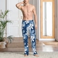 thumbnail image 5 of Uemuo Flower Pattern Men's Wide Leg Palazzo Lounge Pants with Pockets Light Weight Loose Comfy Casual Pajama Pants-Small, 5 of 9