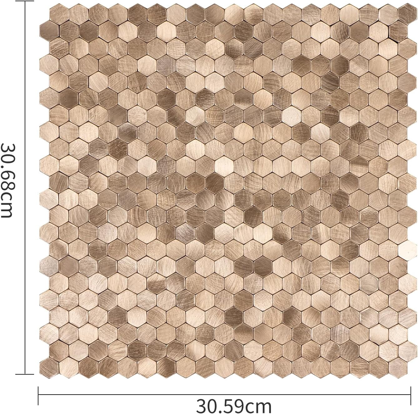 SELECT 5 Pack Hexagon Peel and Stick Backsplash Tiles, Self Adhesive Metal Backsplash Stick On Aluminum Tiles for Kitchen Bathroom, 12” x 12” Wall Tiles w/10 Edge Pieces, Brushed Gold