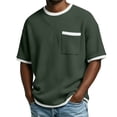 thumbnail image 6 of Ceisia Men's Short Sleeve Crew Neck T-Shirt Solid Color with Contrast Panels Casual Basic Pullover Top Soft Stretchy Gifts for Father, 6 of 6