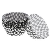 100pcs Cupcake Paper Cups Black and White Baking Cups Wraps Muffin Liners Checkerboard Cup Wraps Race Car Cupcake Liners Party Decorations
