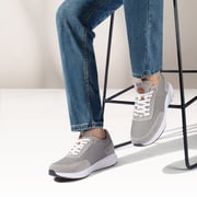 CMR CHAMARIPA Mens Elevator Sneakers - Stylish Height Increasing Shoes - Gray Suede Leather Sneakers 8 CM / 3.15 Inches