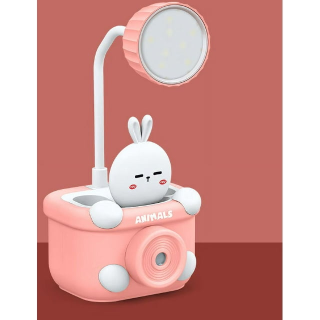Lámpara de escritorio Rose, lámpara infantil regulable con 2 modos de iluminación, lámpara LED recargable con portalápices y soporte para teléfono, lámpara de mesa de cuello de cisne con protección oc